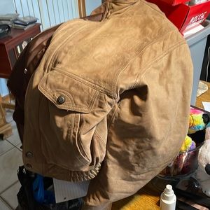 Soft suede ladies jacket size 38 zip outlining looks new